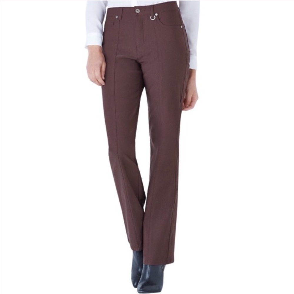 SIMON CHANG Tummy Control Micro Twill Work Stretch Dress Pants Size 24 P…